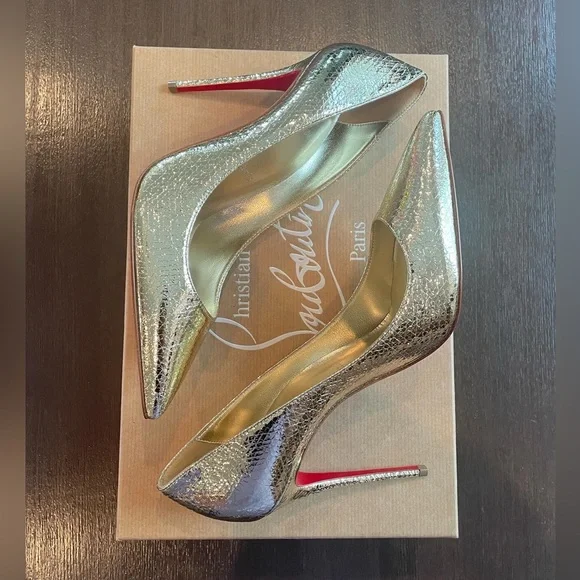 Christian Louboutin Kate 100mm Metallic Pumps - Picture 3 of 6
